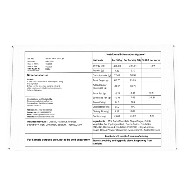 9 Assorted Flavours Hot Chocolate Sample Kit